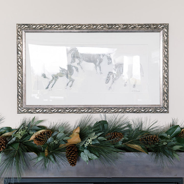 6' Magnolia, Eucalyptus, Pinecone, & Needle Pine Garland, evergreen home accent for fireplace, railing or entryway