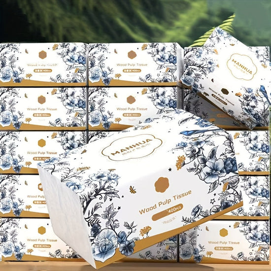 400 Sheets Premium Wood Pulp Tissue Napkins Thick Soft Absorbent Kitchen Bathroom