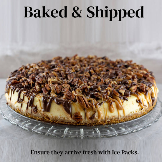 Andy Anand Turtle Cheesecake, 9-Inch, 2 lb – Caramel, Chocolate Chips & Nuts, California Cream Cheese, No Preservatives, Birthday Gift Box