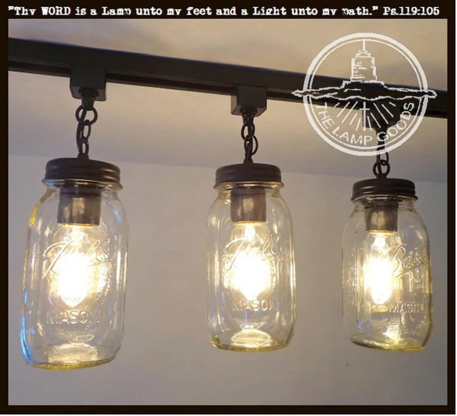 Mason Jar TRACK LIGHTING New Quarts Chain Trio