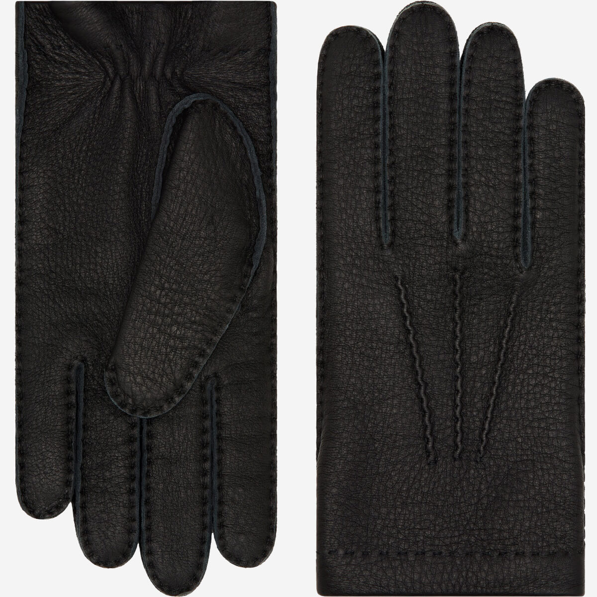 Matteo (black) - Italian gloves made of American deerskin leather with cashmere lining
