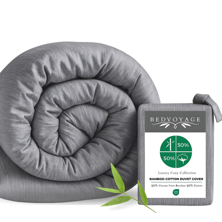 Cozy Bamboo Cotton Duvet Cover - Viscose from Bamboo + Cotton - Silver
