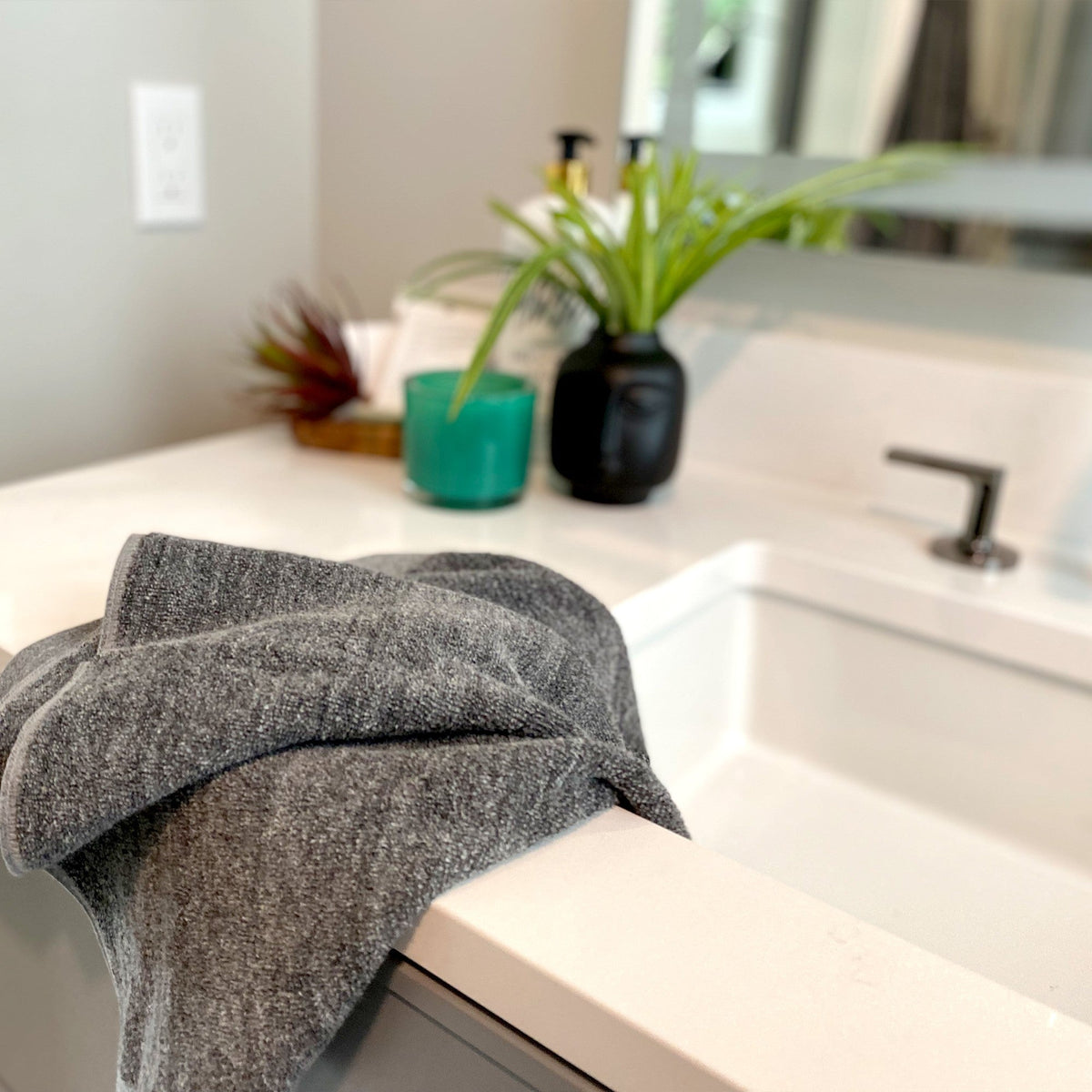 Bamboo Hand Towels - Viscose from Bamboo + Cotton - 2pk - Charcoal