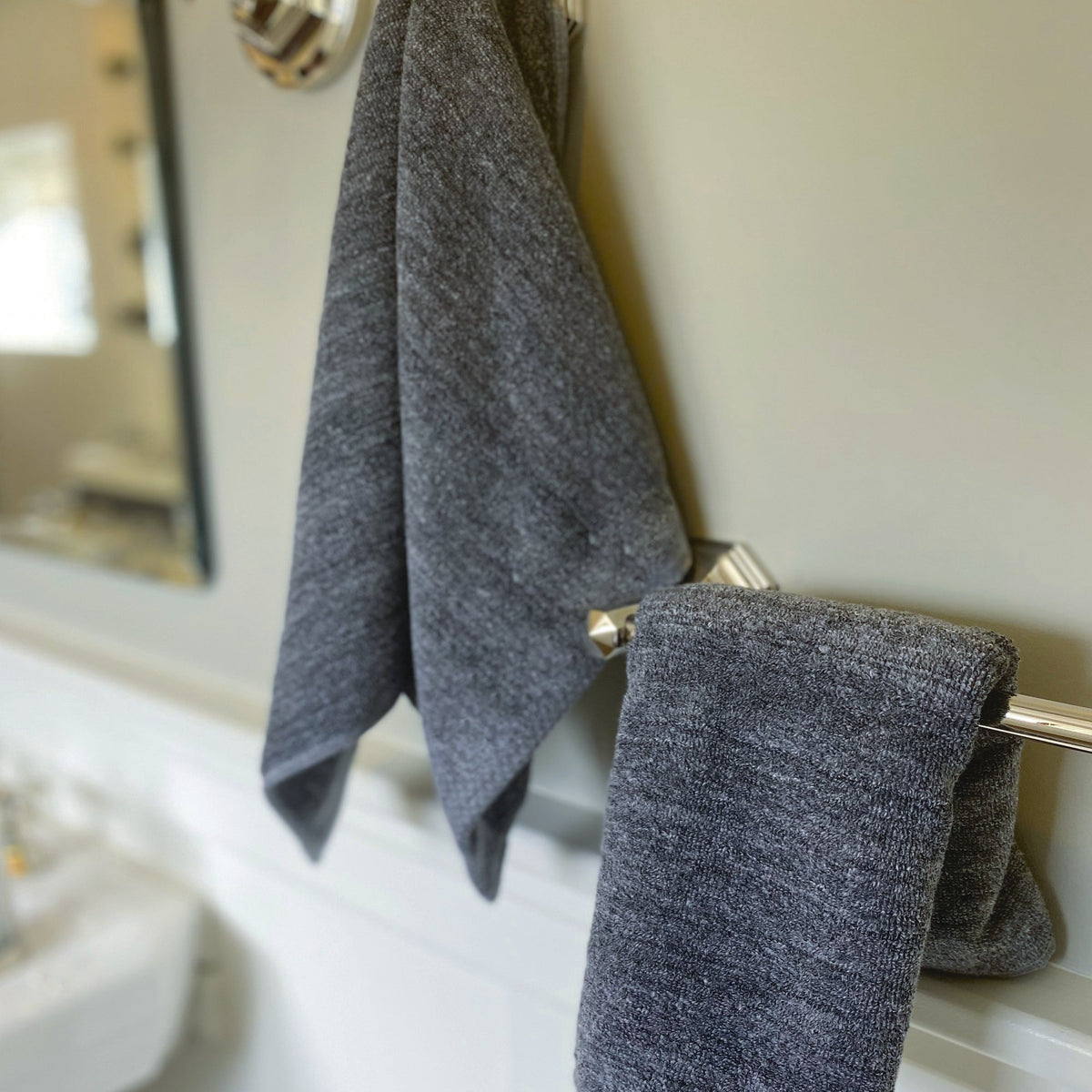Bamboo Hand Towels - Viscose from Bamboo + Cotton - 2pk - Charcoal