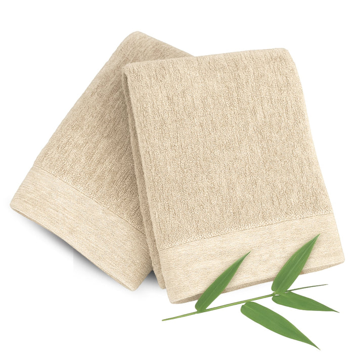 Bamboo Hand Towels - Viscose from Bamboo + Cotton - 2pk - Sand