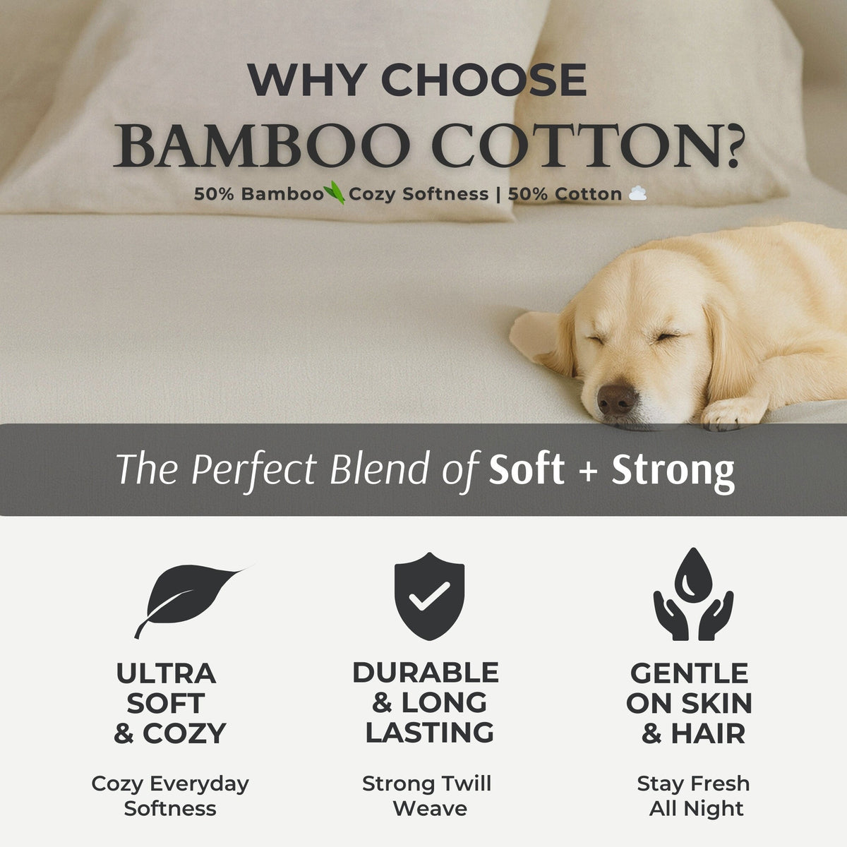 Cozy Bamboo Cotton Pillowcases - Viscose from Bamboo + Cotton - Sand