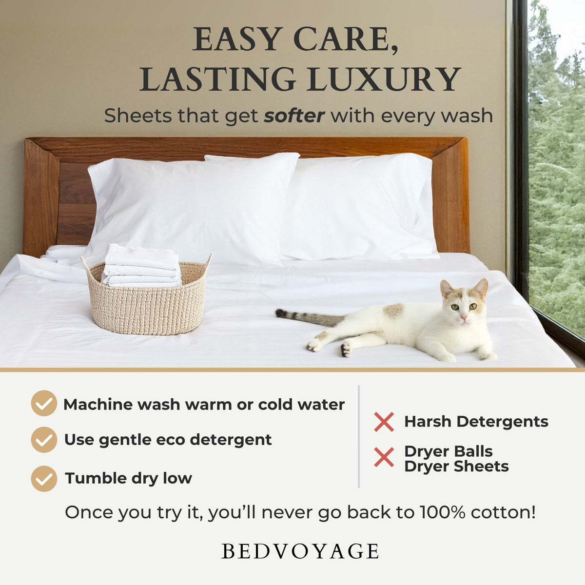Cozy Bamboo Cotton Pillowcases - Viscose from Bamboo + Cotton - Sand