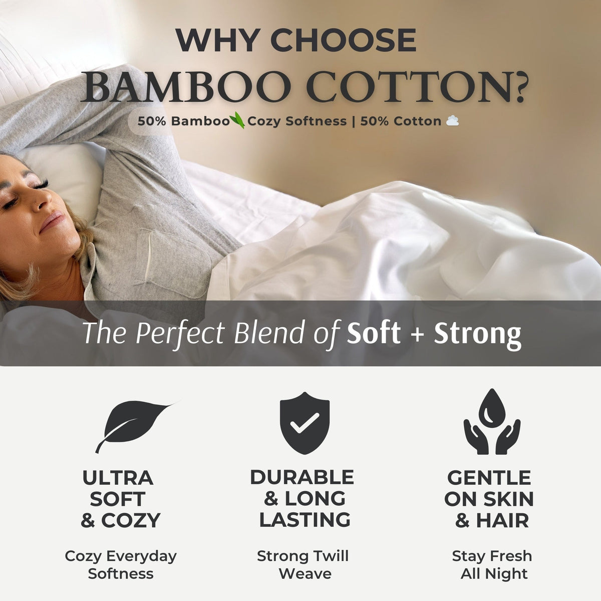 Cozy Bamboo Cotton Pillowcases - Viscose from Bamboo + Cotton - Snow