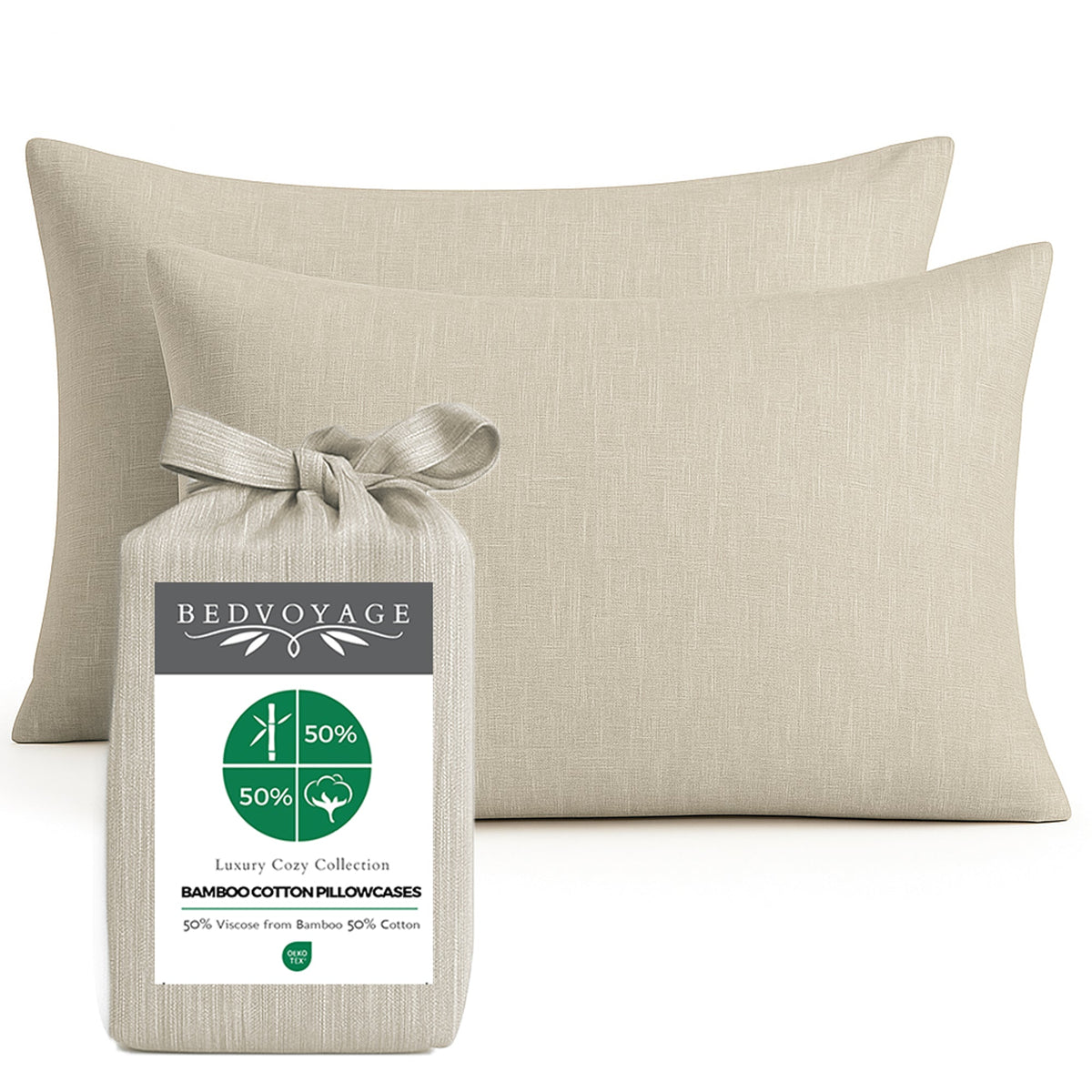 Cozy Bamboo Cotton Pillowcases - Viscose from Bamboo + Cotton - Sand
