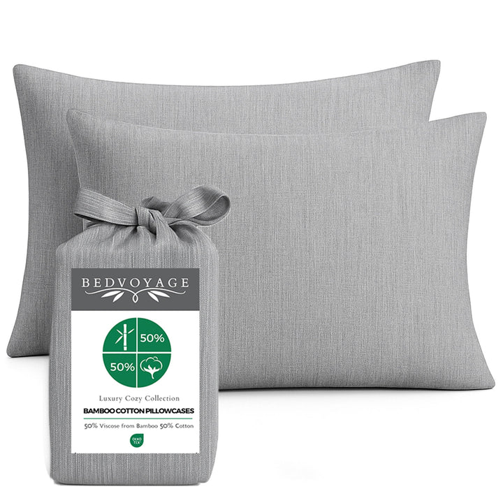 Cozy Bamboo Cotton Pillowcases - Viscose from Bamboo + Cotton - Silver