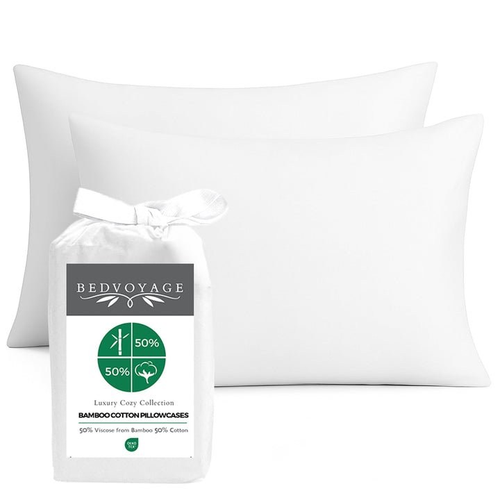 Cozy Bamboo Cotton Pillowcases - Viscose from Bamboo + Cotton - Snow