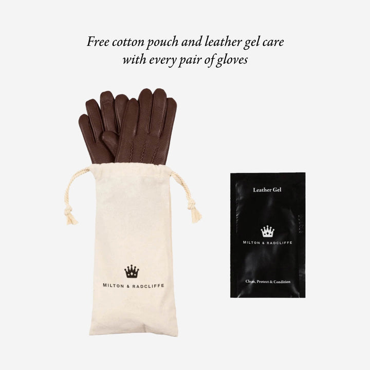 Sydney (brown) – Suede leather gloves with luxurious sheep fur lining