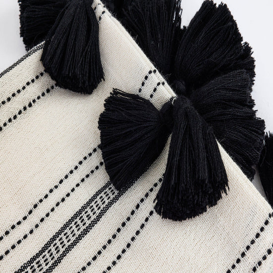Handloomed 100% Superfine Alpaca Throw Blanket | Ink & Ivory Pinstripe | Miska Collection