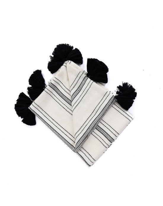 Handloomed 100% Superfine Alpaca Throw Blanket | Ink & Ivory Pinstripe | Miska Collection