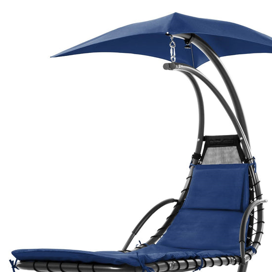 Navy Blue Single Person Sturdy Modern Chaise Lounger Hammock Chair Porch Swing