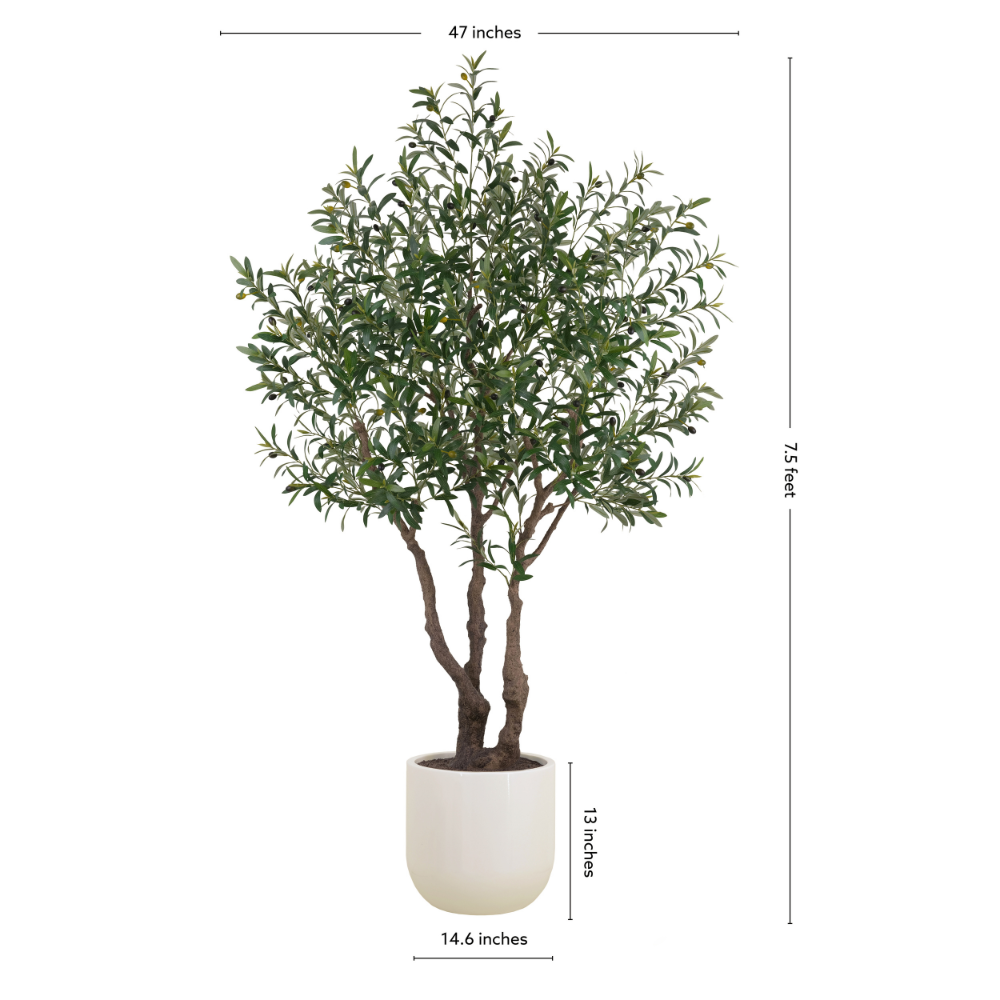 7.5' Faux Potted Olive Tree
