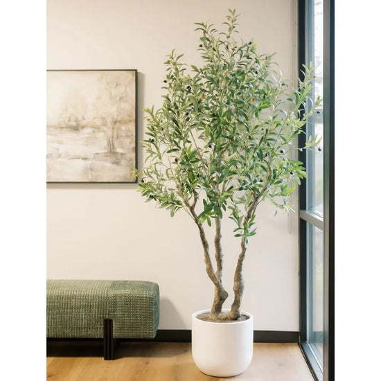 7.5' Faux Potted Olive Tree