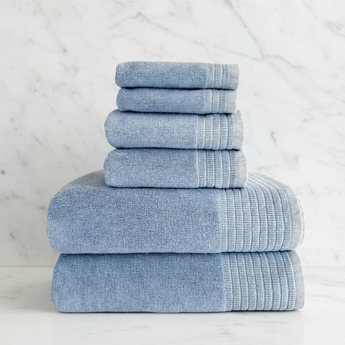 Quick-Drying Bamboo Spa Towel Set - Viscose from Bamboo + Cotton - 6pc - Ocean