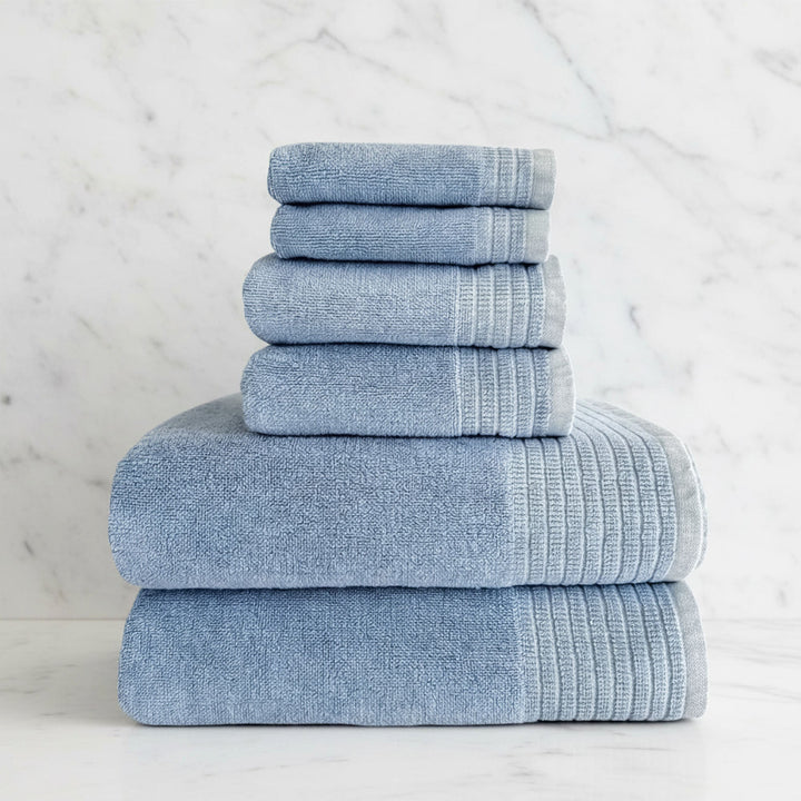 Quick-Drying Bamboo Spa Towel Set - Viscose from Bamboo + Cotton - 6pc - Ocean