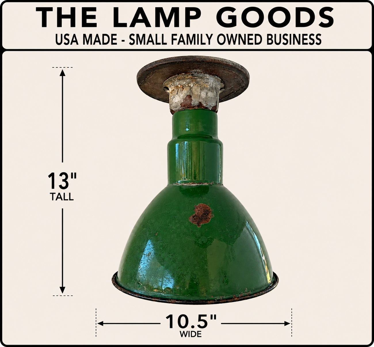 Original Vintage Rustic Industrial Green Enamel Gas Station Ceiling Light
