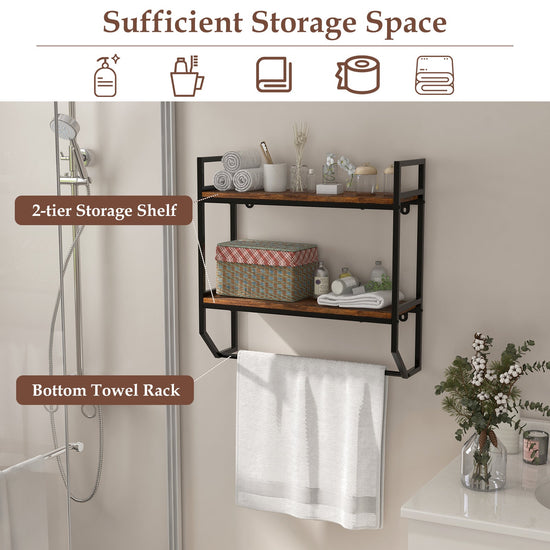 Over the Toilet Shelf Wall Mounted with Metal Frame for Bathroom