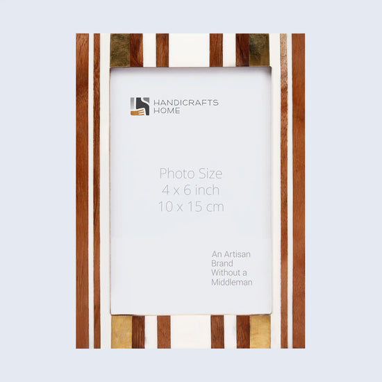 Wood Brass Resin Inlay Striped Picture Frame 4x6 5x7 8x10
