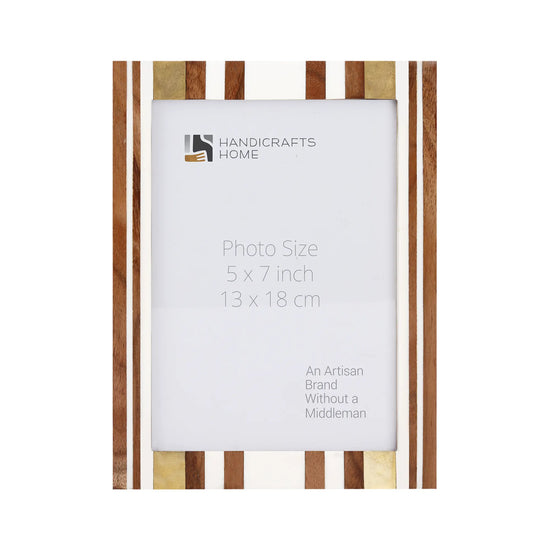 Wood Brass Resin Inlay Striped Picture Frame 4x6 5x7 8x10