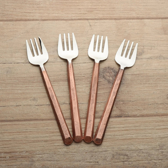 PLATEAU COPPER PASTRY/DESERT FORKS 4 PC. SET