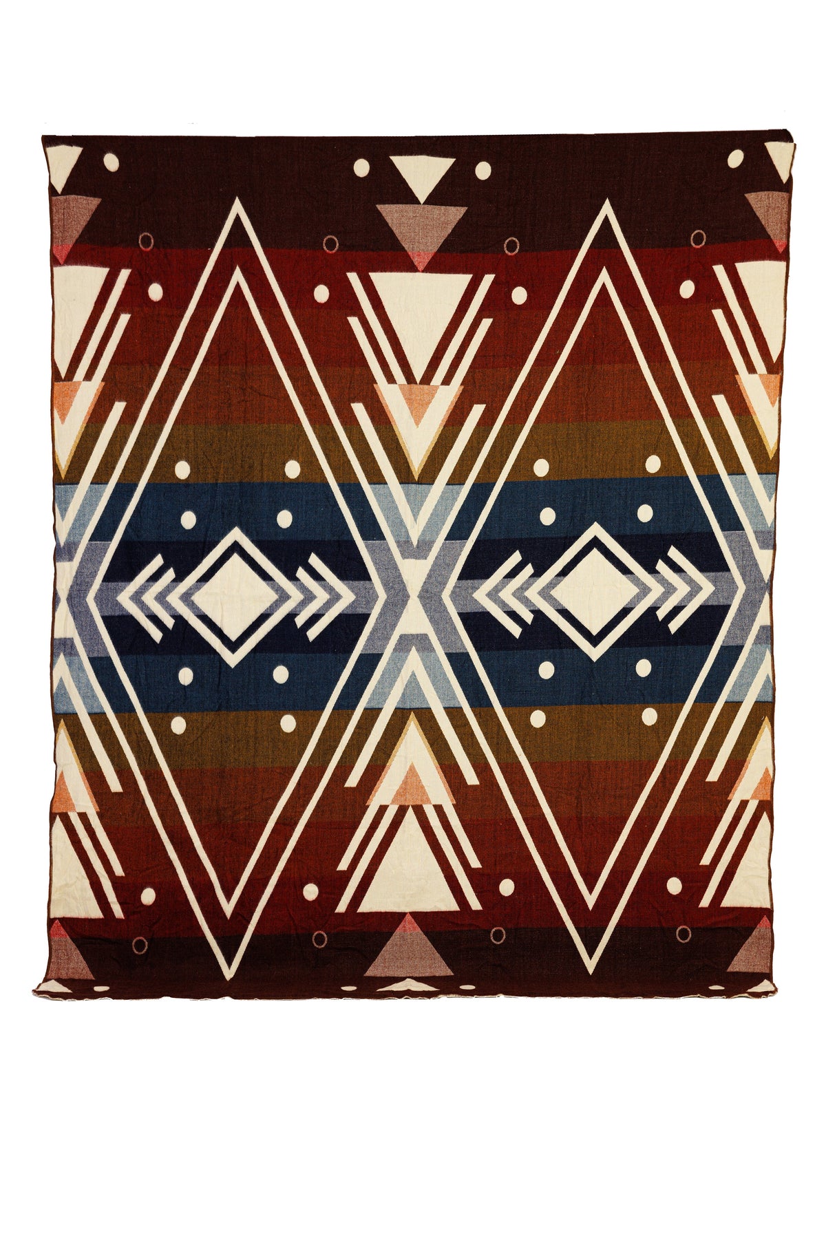 Reversible Handwoven Alpaca Throw Blanket | Chevron Red, Blue, Peach & Brown | Yachana Collection