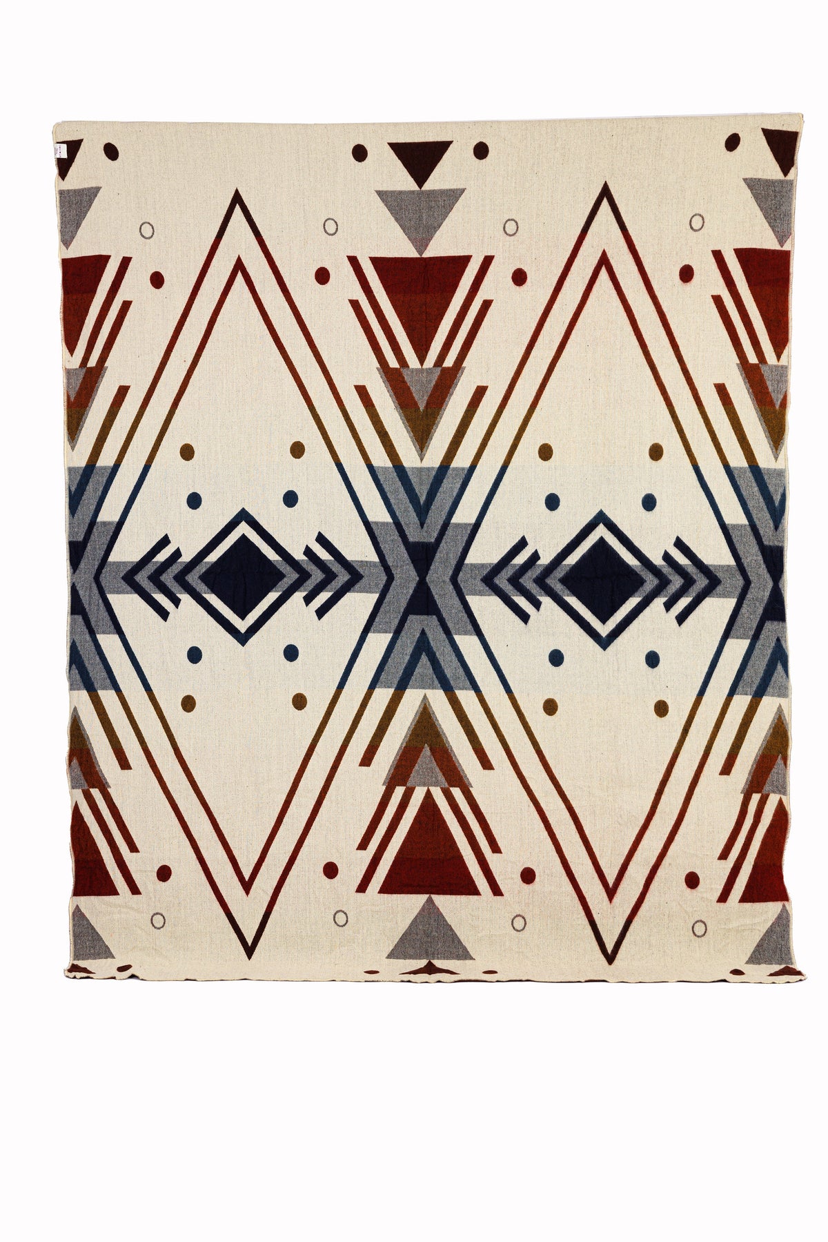 Reversible Handwoven Alpaca Throw Blanket | Chevron Red, Blue, Peach & Brown | Yachana Collection