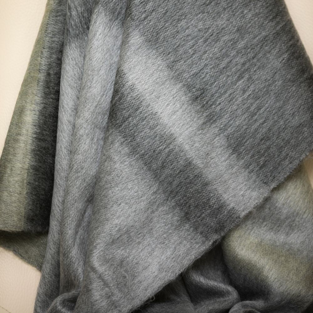 Handwoven Alpaca Throw Blanket | Storm Gray & Olive | Kallpa Collection
