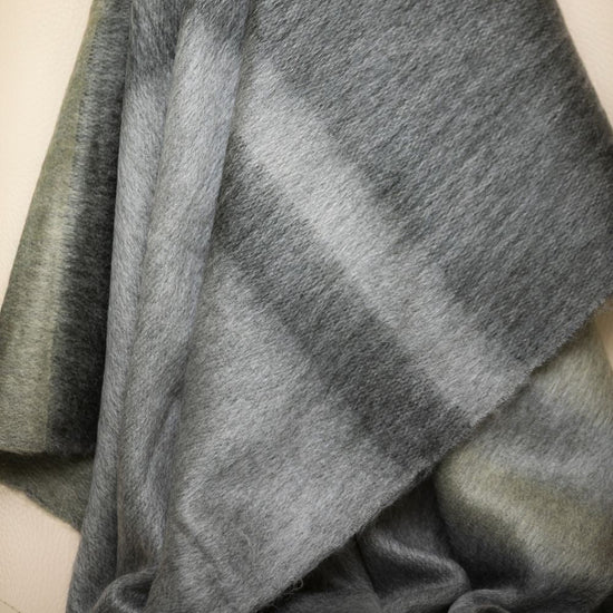 Handwoven Alpaca Throw Blanket | Storm Gray & Olive | Kallpa Collection