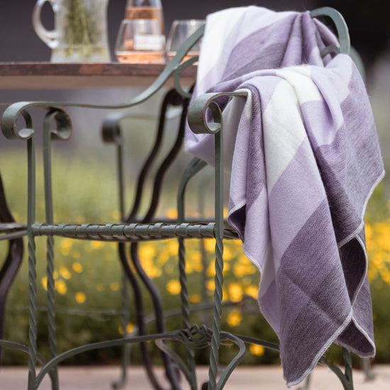 Handwoven Alpaca Throw Blanket | Purple, Lavender & Cream | Nawi Collection