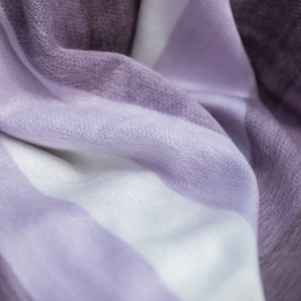 Handwoven Alpaca Throw Blanket | Purple, Lavender & Cream | Nawi Collection