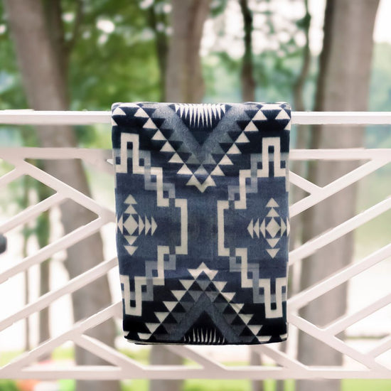 Reversible Handwoven Alpaca Throw Blanket | Interlocking Lines Gray, Black & Cream | Yachana Collection