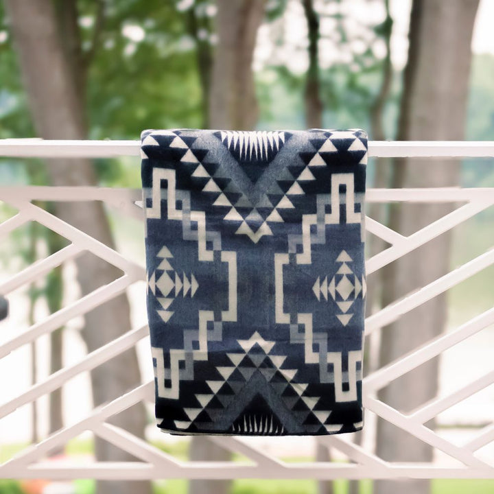 Reversible Handwoven Alpaca Throw Blanket | Interlocking Lines Gray, Black & Cream | Yachana Collection