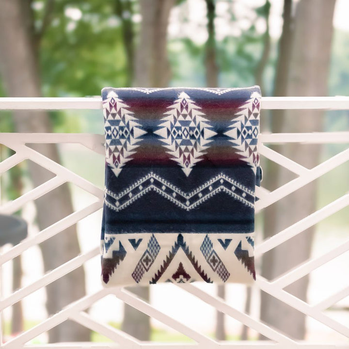 Reversible Handwoven Alpaca Throw Blanket | Brown & Red Wave | Yachana Collection