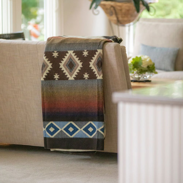 Reversible Handwoven Alpaca Throw Blanket | Sunset Diamond | Yachana Collection