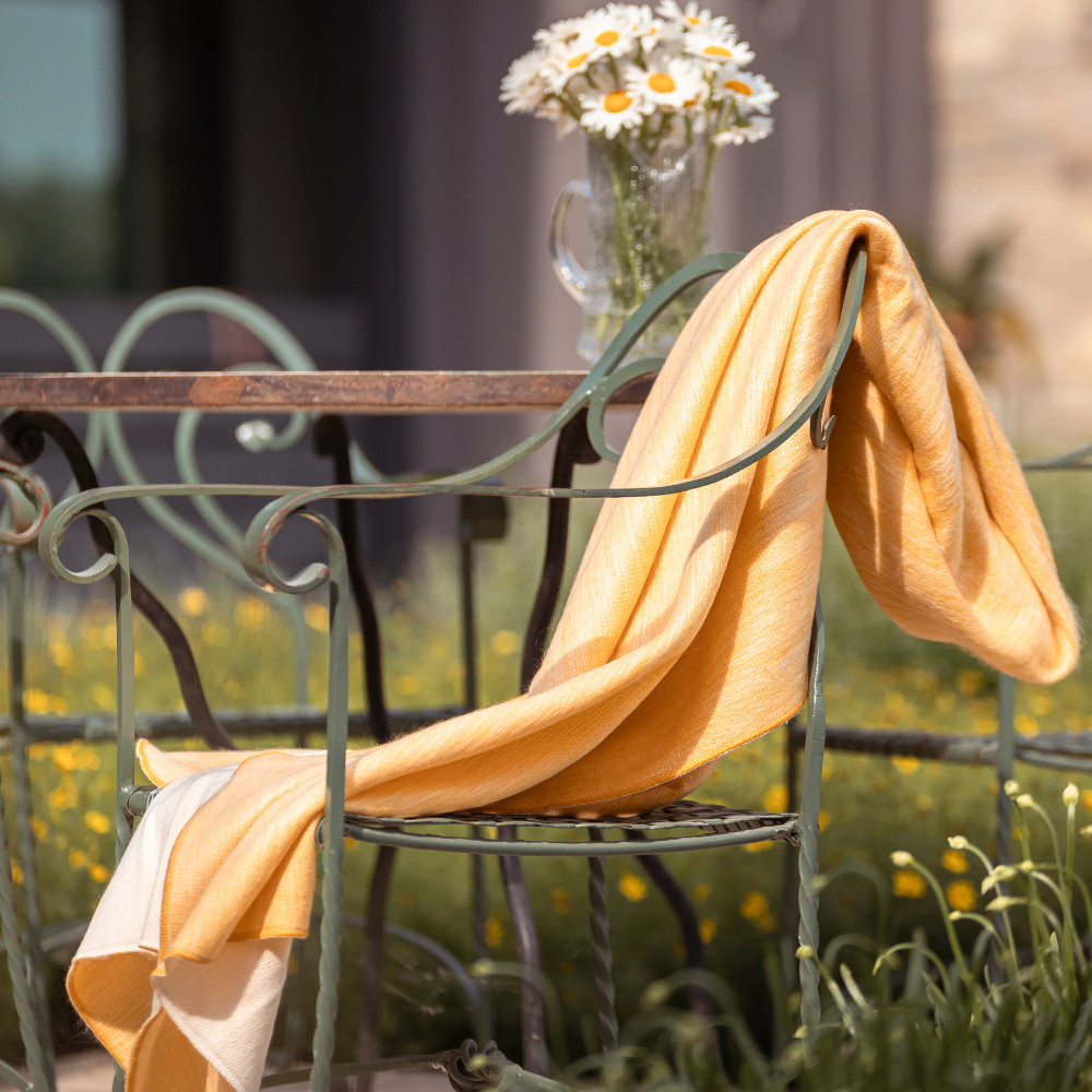 Reversible Handwoven Alpaca Throw Blanket | Daffodil & White | Kani Collection
