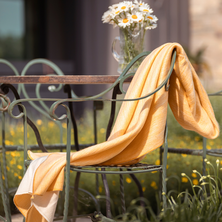 Reversible Handwoven Alpaca Throw Blanket | Daffodil & White | Kani Collection