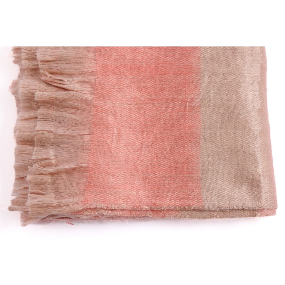 Handwoven Alpaca Throw Blanket | Faded Coral & Eyelash Trim | Kallpa Collection