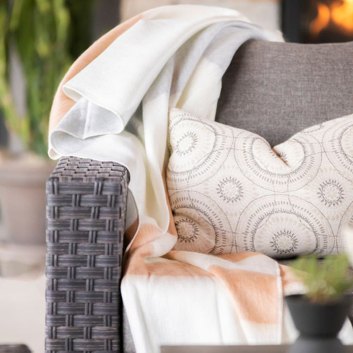 Handwoven Alpaca Throw Blanket | Apricot Mist | Kallpa Collection