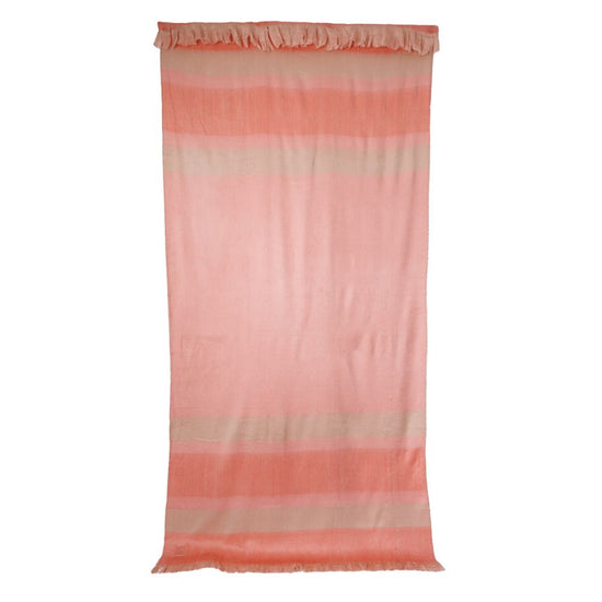 Handwoven Alpaca Throw Blanket | Faded Coral & Eyelash Trim | Kallpa Collection