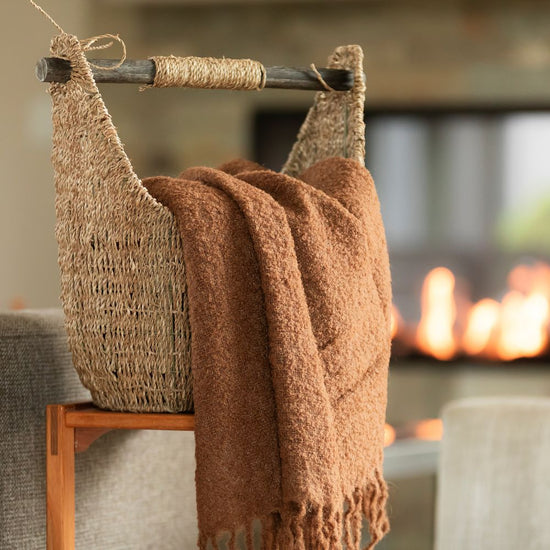 Handloomed Alpaca Bouclé Throw Blanket | Cacao Brown | Made in Peru