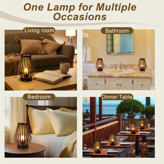 8.5''H Rechargeable Battery Powered Lamp with LED Edison Style Bulb