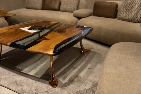 Luxury Epoxy Resin River Walnut Coffee Table | Osso Collection