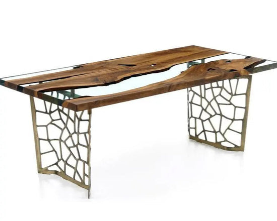 Resin Walnut River Dining Room Table | Voronoi Table