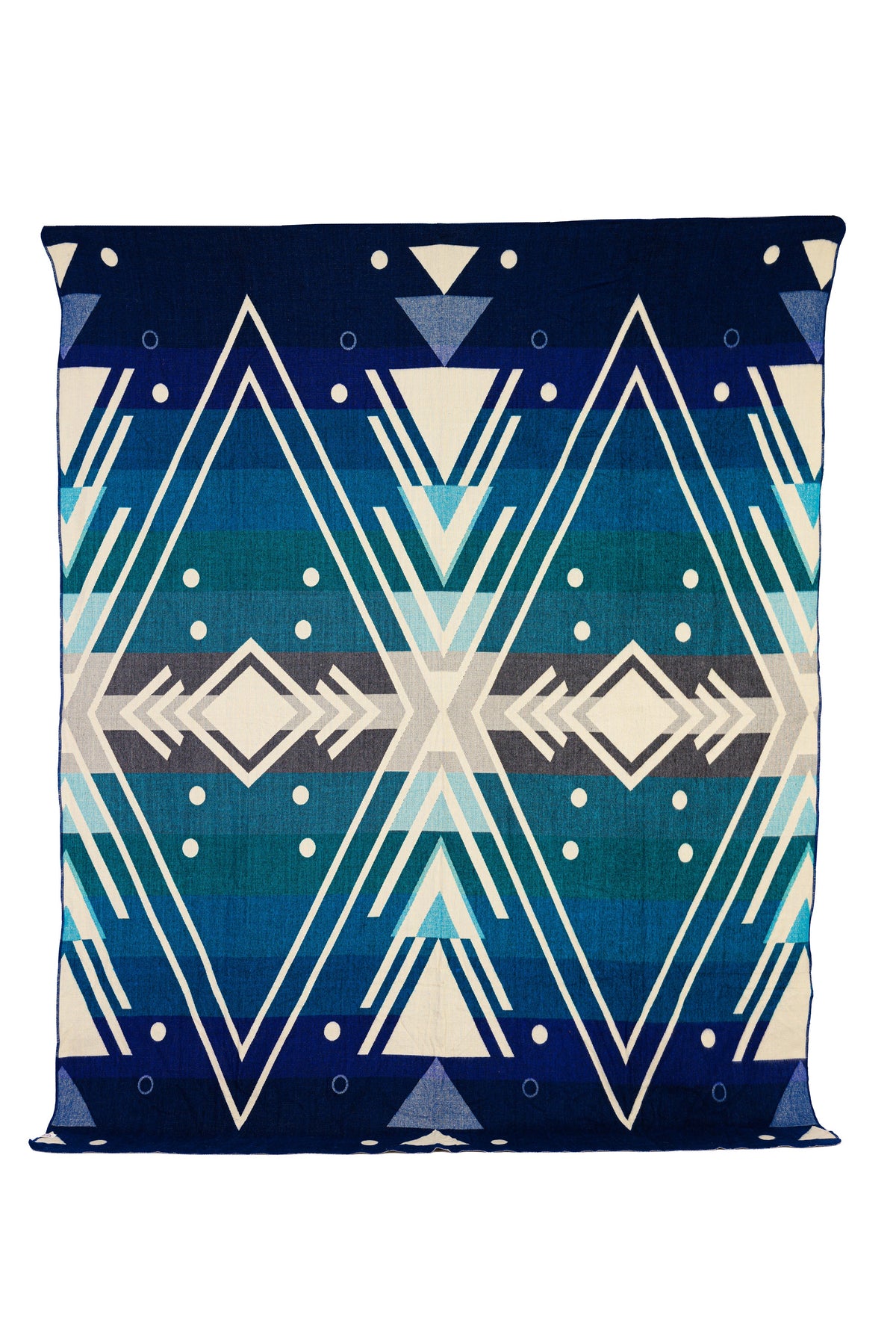 Reversible Handwoven Alpaca Throw Blanket | Chevron Vibrant Blues | Yachana Collection
