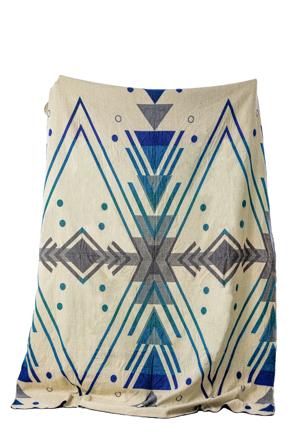 Reversible Handwoven Alpaca Throw Blanket | Chevron Vibrant Blues | Yachana Collection