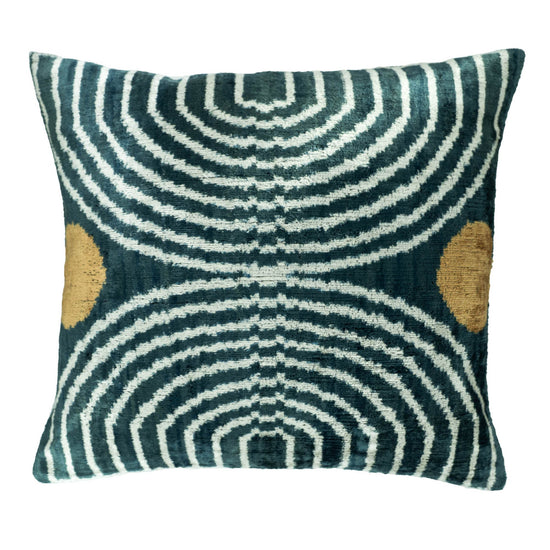 Ripple Silk Velvet Ikat Throw Pillow Cover, 20 x 20